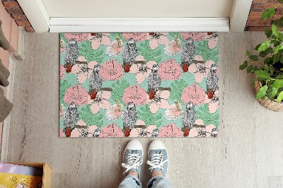 Tapete de entrada Pássaros Papagaio Flores