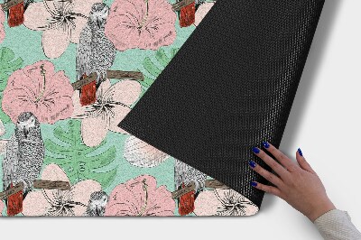 Tapete de entrada Pássaros Papagaio Flores