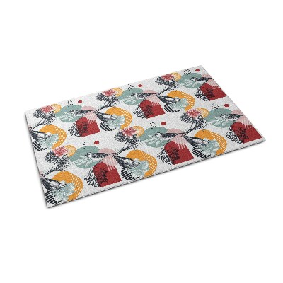 Tapete capacho Padrão de pássaros e flores