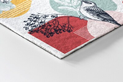 Tapete capacho Padrão de pássaros e flores