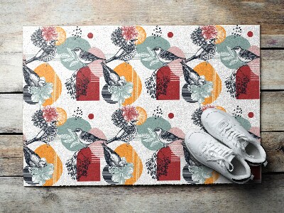 Tapete capacho Padrão de pássaros e flores