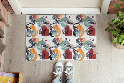 Tapete capacho Padrão de pássaros e flores