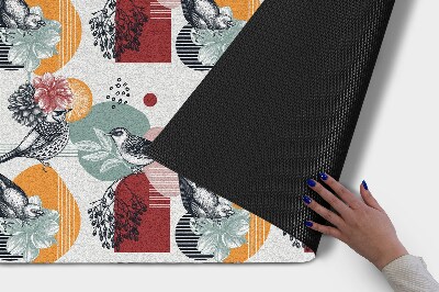 Tapete capacho Padrão de pássaros e flores