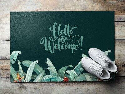 Tapete de entrada Folhas Tropicais Bem-vindas