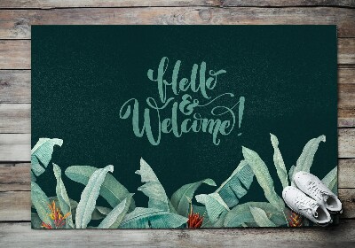 Tapete de entrada Folhas Tropicais Bem-vindas