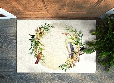 Tapete capacho Composição de flores e pássaros