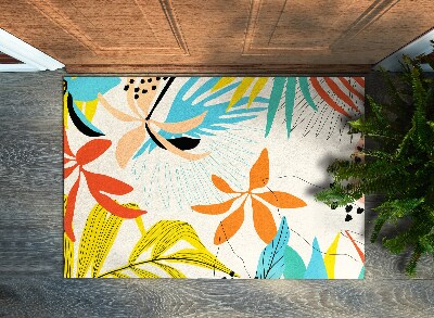 Tapete de entrada Flores Folhas