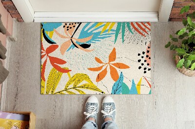 Tapete de entrada Flores Folhas