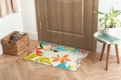 Tapete de entrada Flores Folhas