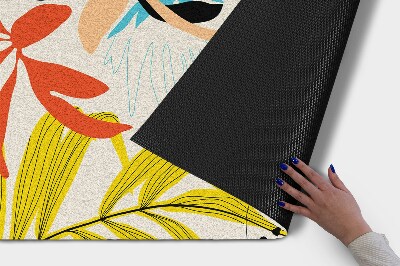 Tapete de entrada Flores Folhas