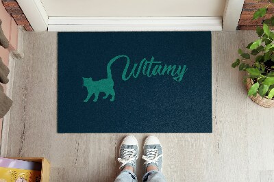 Tapete de entrada Gato bem-vindo