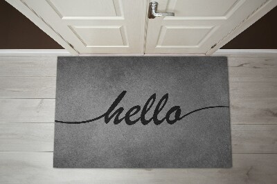 Tapete de entrada Olá no concreto