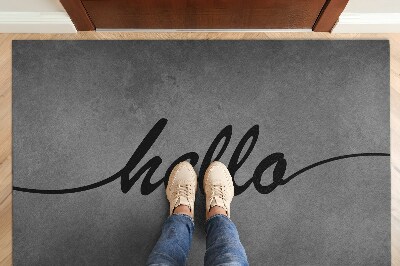 Tapete de entrada Olá no concreto