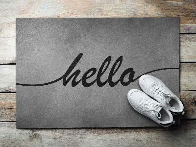 Tapete de entrada Olá no concreto