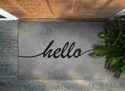 Tapete de entrada Olá no concreto
