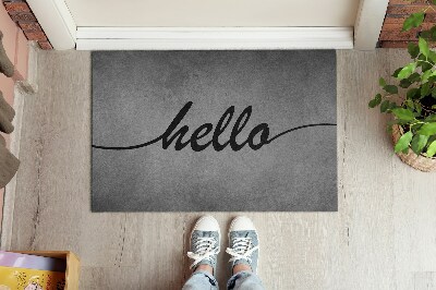 Tapete de entrada Olá no concreto