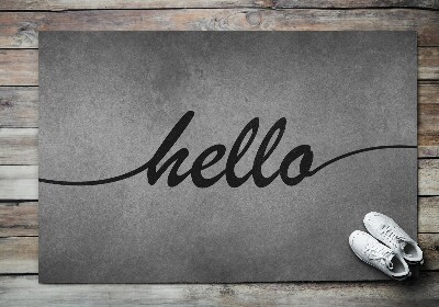 Tapete de entrada Olá no concreto