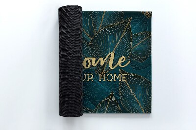 Tapete de entrada Bem-vindo às folhas