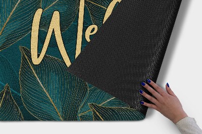 Tapete de entrada Bem-vindo às folhas