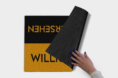 Tapete de entrada Bem-vindo, adeus