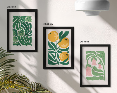 Conjunto de molduras com imagens Padrões minimalistas de plantas com frutos e folhas.