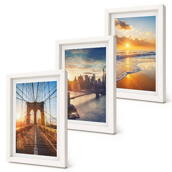 Conjunto de molduras com imagens Pontes e pores do sol na paisagem urbana