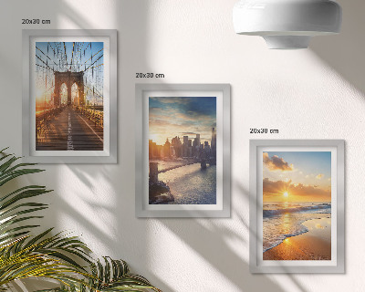 Conjunto de molduras com imagens Pontes e pores do sol na paisagem urbana