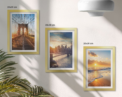 Conjunto de molduras com imagens Pontes e pores do sol na paisagem urbana