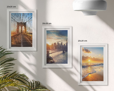 Conjunto de molduras com imagens Pontes e pores do sol na paisagem urbana