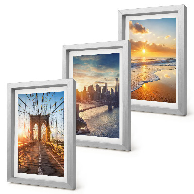 Conjunto de molduras com imagens Pontes e pores do sol na paisagem urbana
