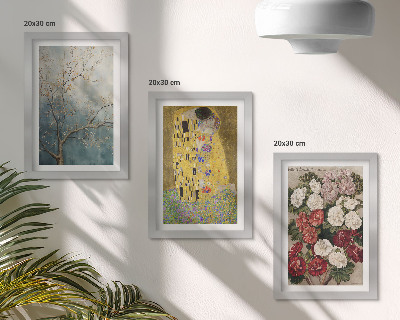 Conjunto de 3 quadros decorativos Flores e árvores no estilo da pintura 