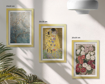 Conjunto de 3 quadros decorativos Flores e árvores no estilo da pintura 