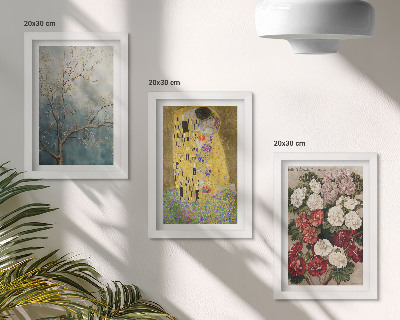 Conjunto de 3 quadros decorativos Flores e árvores no estilo da pintura 
