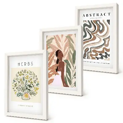 Conjunto de molduras com pôsteres minimalistas em tons pastel com estética boho