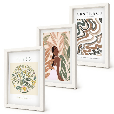 Conjunto de molduras com imagens Pôsteres minimalistas em tons pastel com estética boho