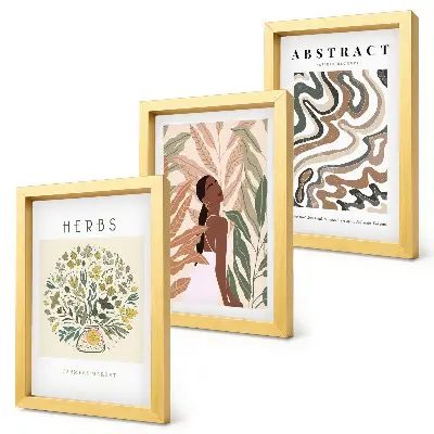 Conjunto de molduras com pôsteres minimalistas em tons pastel com estética boho