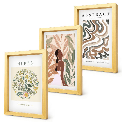 Conjunto de molduras com imagens Pôsteres minimalistas em tons pastel com estética boho
