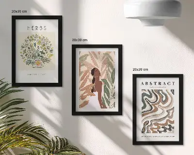 Conjunto de molduras com pôsteres minimalistas em tons pastel com estética boho