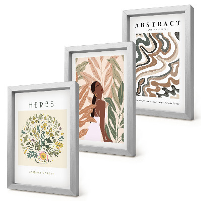 Conjunto de molduras com imagens Pôsteres minimalistas em tons pastel com estética boho