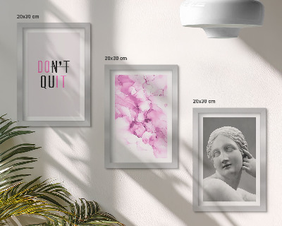 Tríptico com moldura Abstração em aquarela inspirando slogan escultura antiga