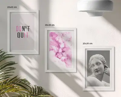 Tríptico com moldura abstração em aquarela com inspiração em escultura antiga