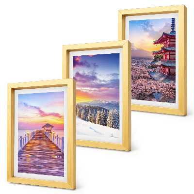 Conjunto de 3 quadros decorativos Paisagens românticas com céus pitorescos