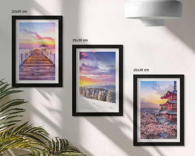 Conjunto de 3 quadros decorativos Paisagens românticas com céus pitorescos