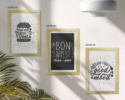 Conjunto de molduras com imagens Gráficos com slogans relacionados a comida e culinária.