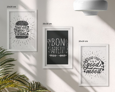 Conjunto de molduras com imagens Gráficos com slogans relacionados a comida e culinária.