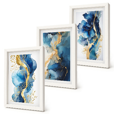Conjunto de molduras com imagens Padrões abstratos azuis com detalhes delicados.