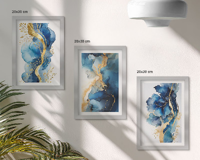 Conjunto de molduras com imagens Padrões abstratos azuis com detalhes delicados.