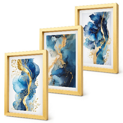 Conjunto de molduras com imagens Padrões abstratos azuis com detalhes delicados.