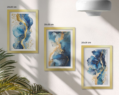 Conjunto de molduras com imagens Padrões abstratos azuis com detalhes delicados.