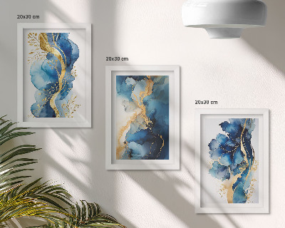 Conjunto de molduras com imagens Padrões abstratos azuis com detalhes delicados.